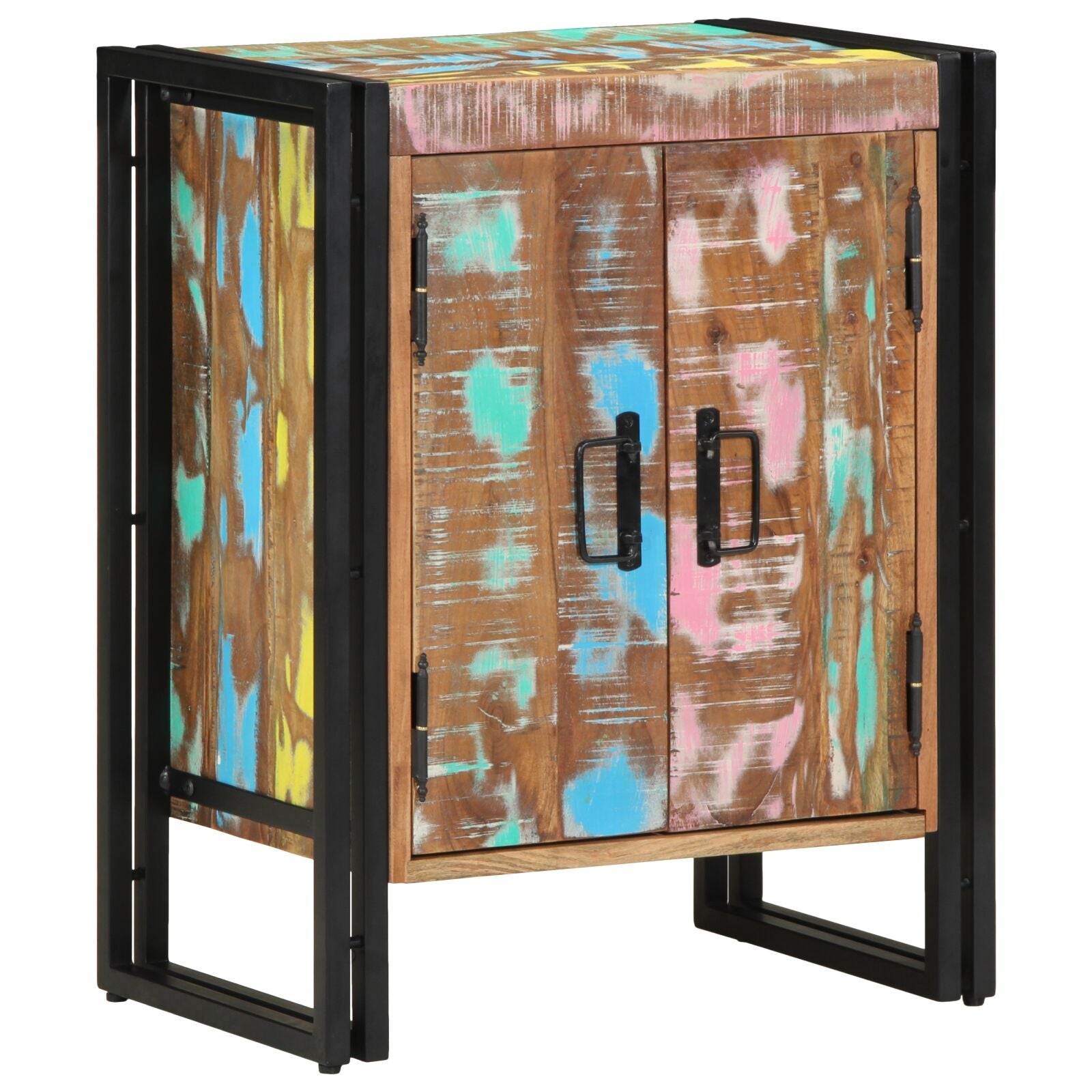 Schoenkast Zwart 30X30X40 Cm En Staal Massief gerecycled hout
