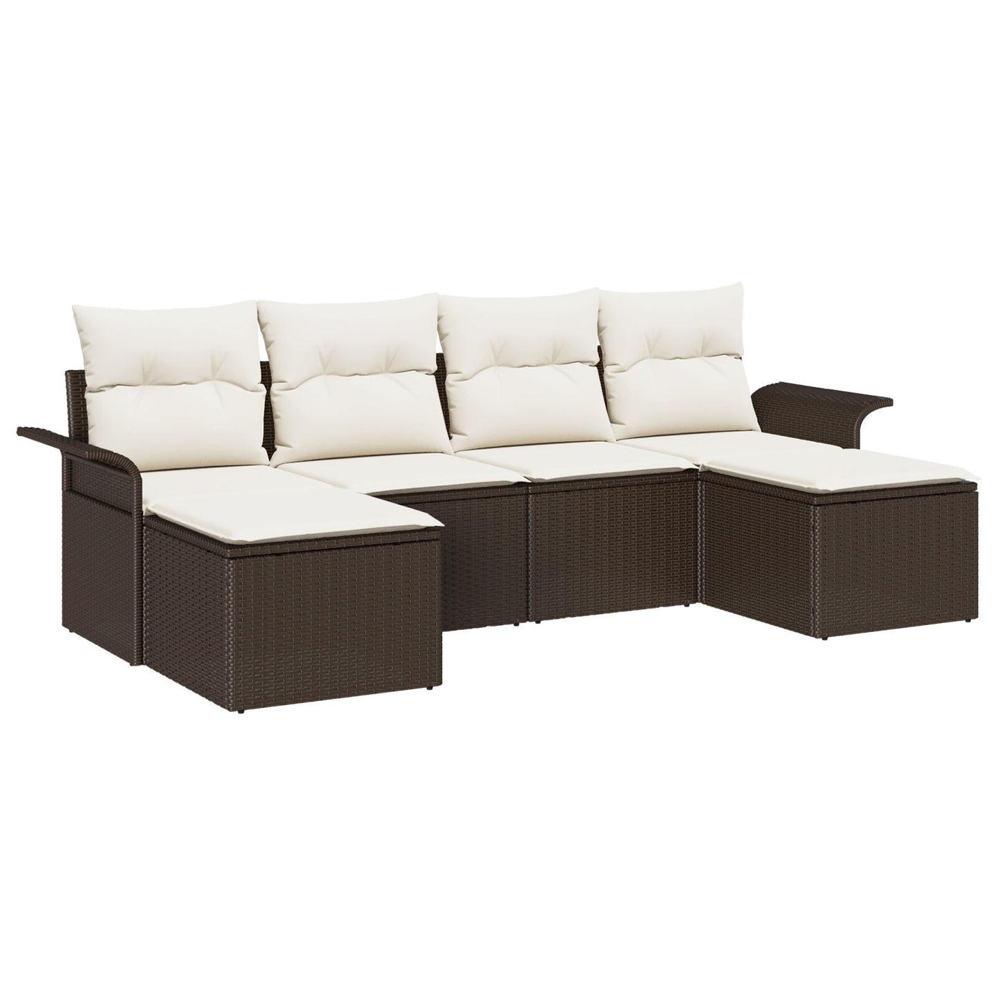 6-Delige Tuinsalon Set Met Kussens Bruin Poly Rattan