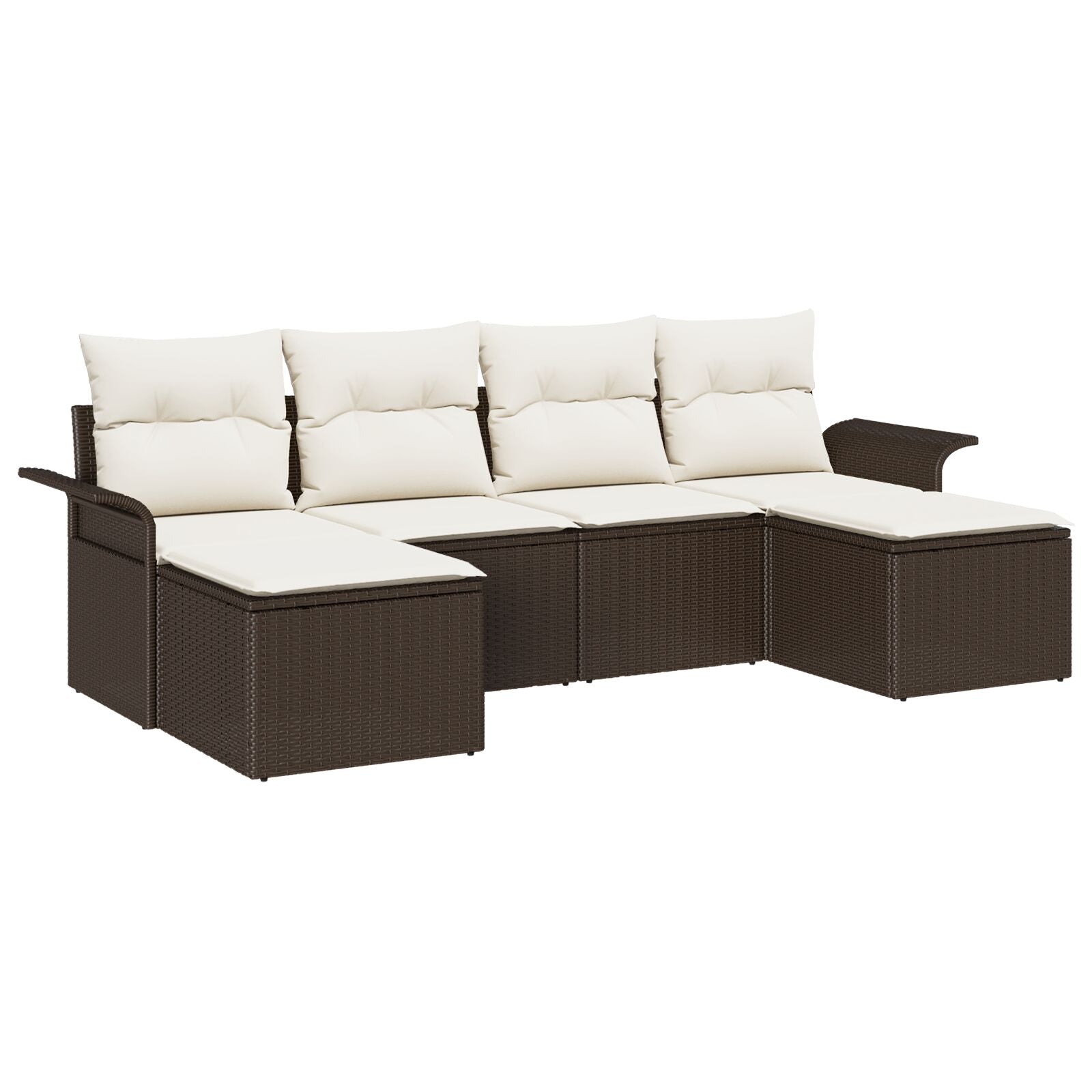 6-Delige Tuinsalon Set Met Kussens Bruin Poly Rattan