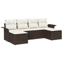 6-Delige Tuinsalon Set Met Kussens Bruin Poly Rattan