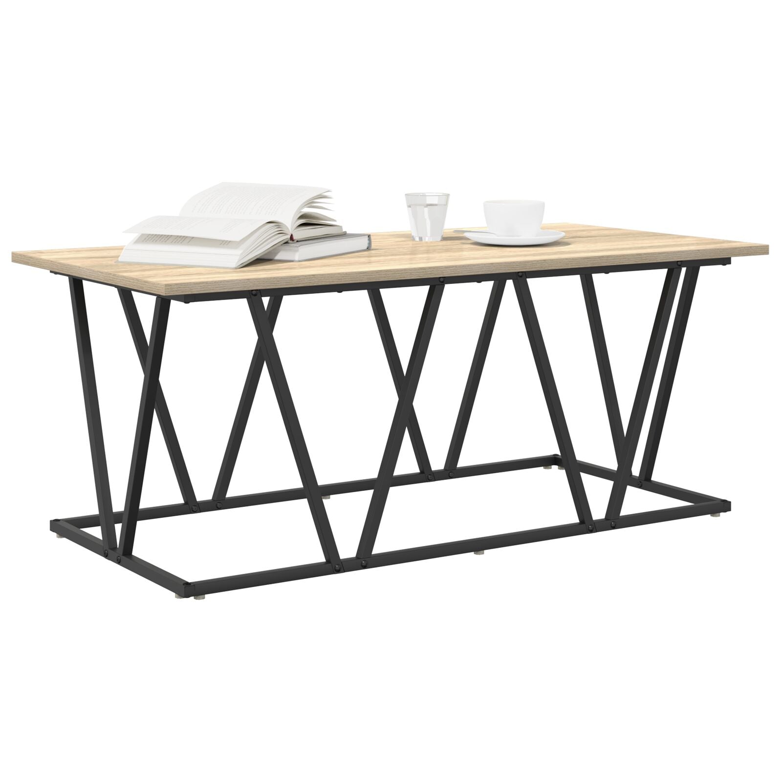 Salontafel 100X50X40 Cm Gemaakt Van Engineered Hout En Metaal Sonoma eik