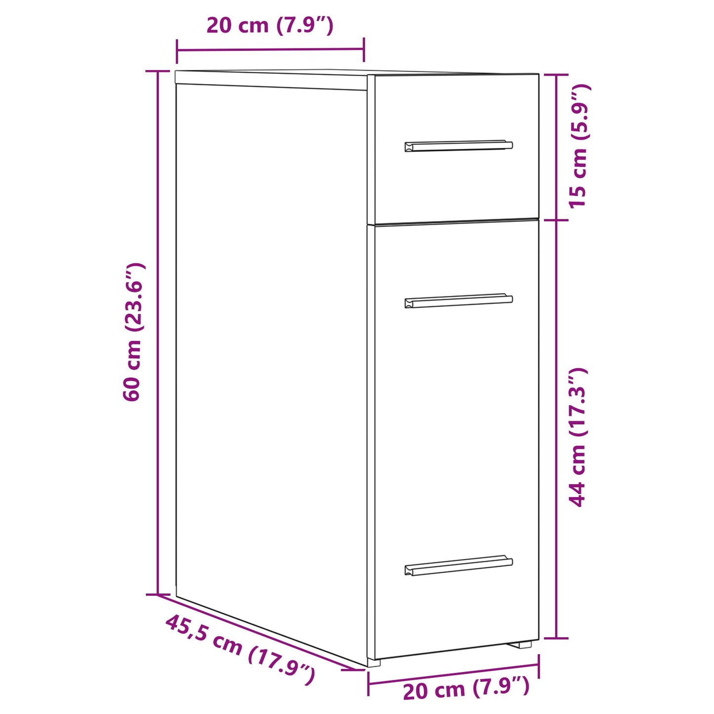 Apothekerskast Oud Hout 20X45,5X60 Cm Bewerkt Hout