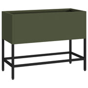 Plantenbak 60x26x45 cm staal olijfgroen