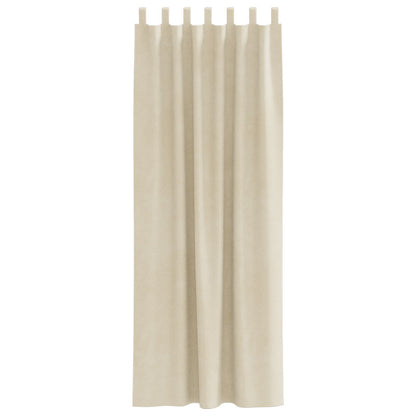 Zwarte Verduisteringsgordijnen Met Ophanglussen 2 Stuks Velours Crème 140 x 245 cm met hanglussen