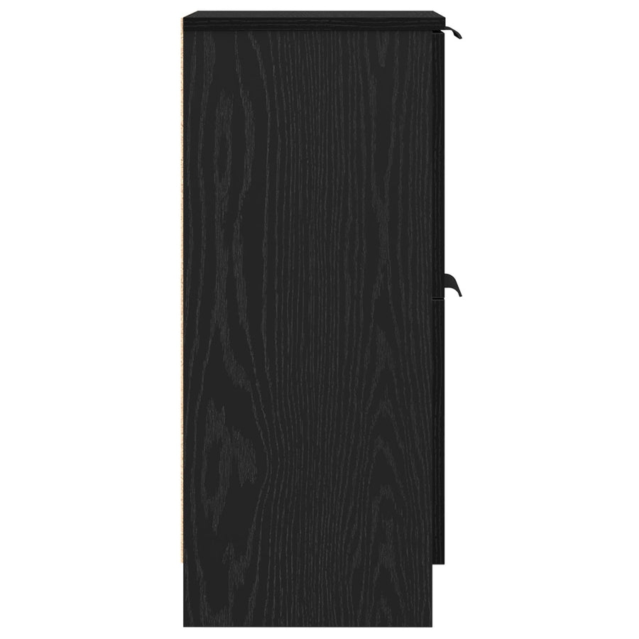Dressoirs 2 Stuks In Zwart Eiken, 30X30X70 Cm, Gemaakt Van Geengineerd Hout