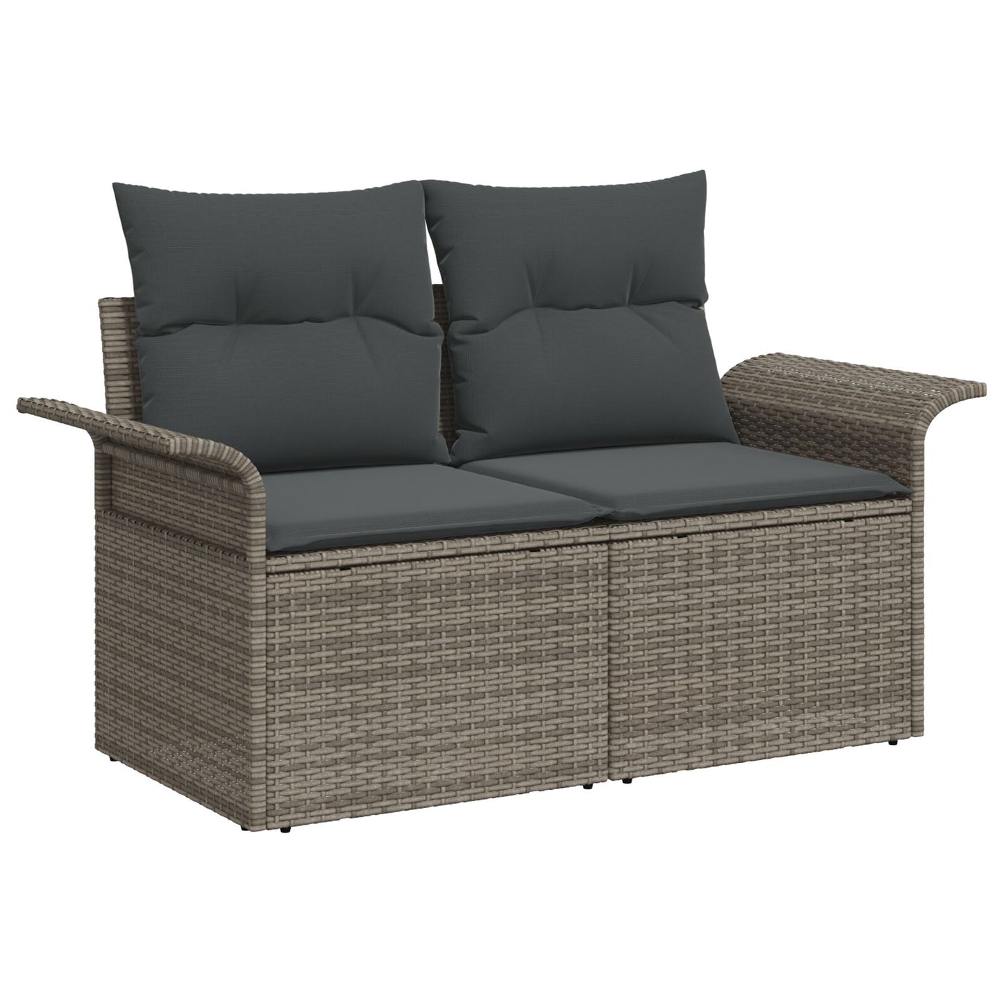 3-Delige Tuin Sofa Set Met Kussens Grijs Poly Rattan