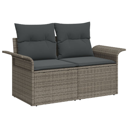 3-Delige Tuin Sofa Set Met Kussens Grijs Poly Rattan