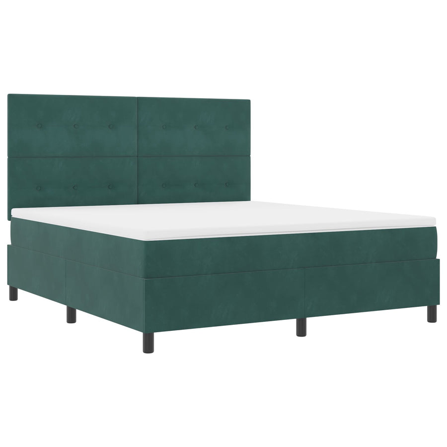 Boxspringbed Met Matras Donkergroen Super King Fluweel Blauw