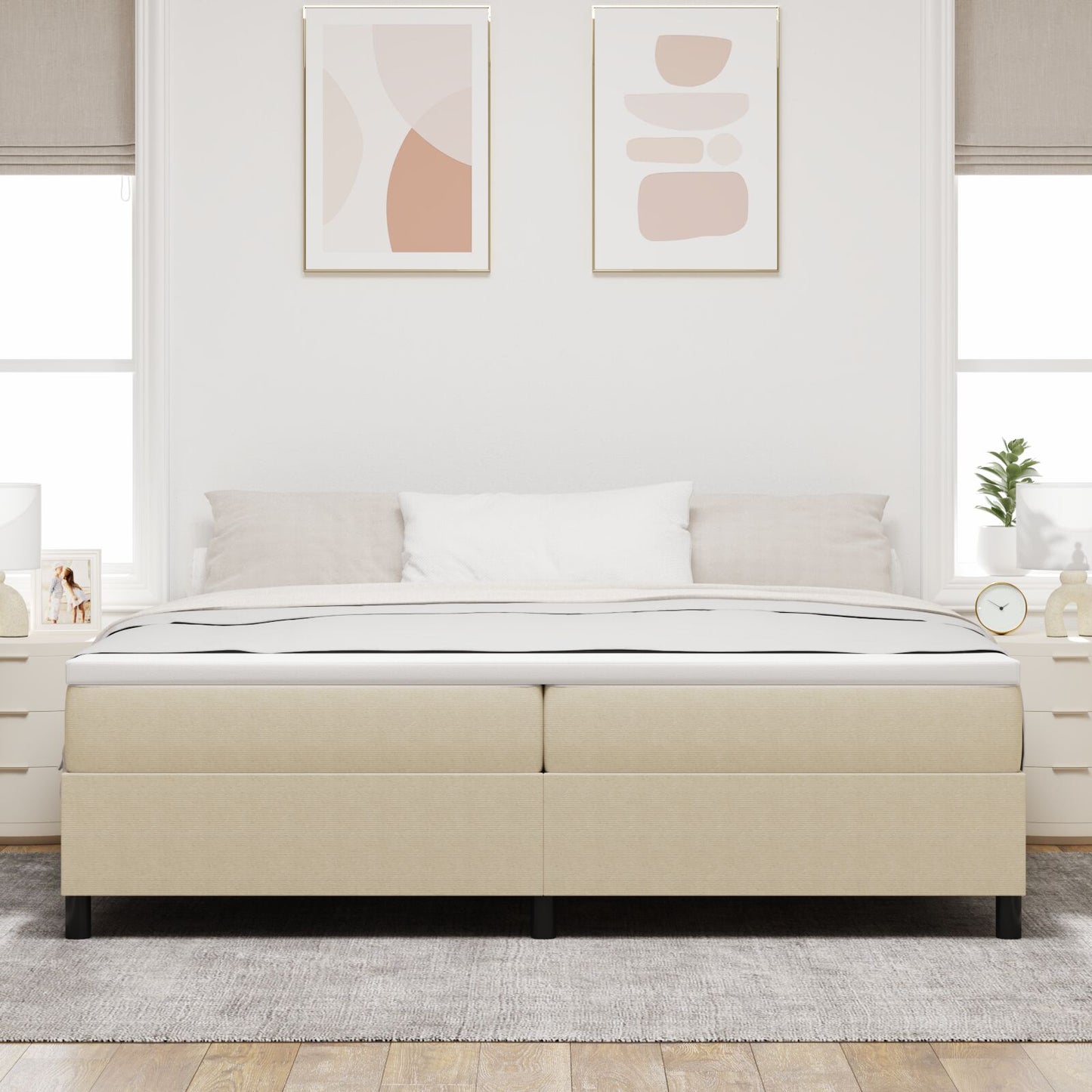Boxspring Bed Met Matras Licht Groen Grijs 200X200 Cm Corduroy Stof