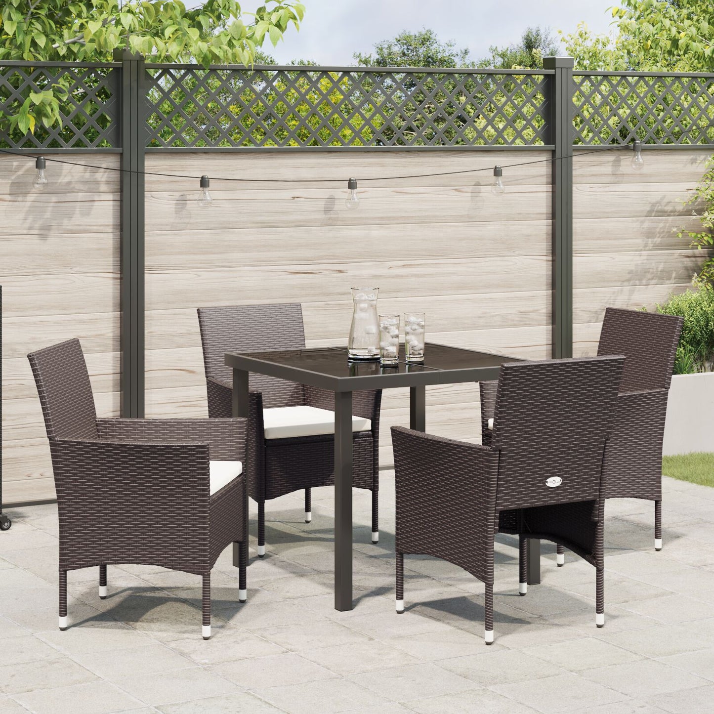 5-Delige Tuin Eetset Bruin Poly Rattan