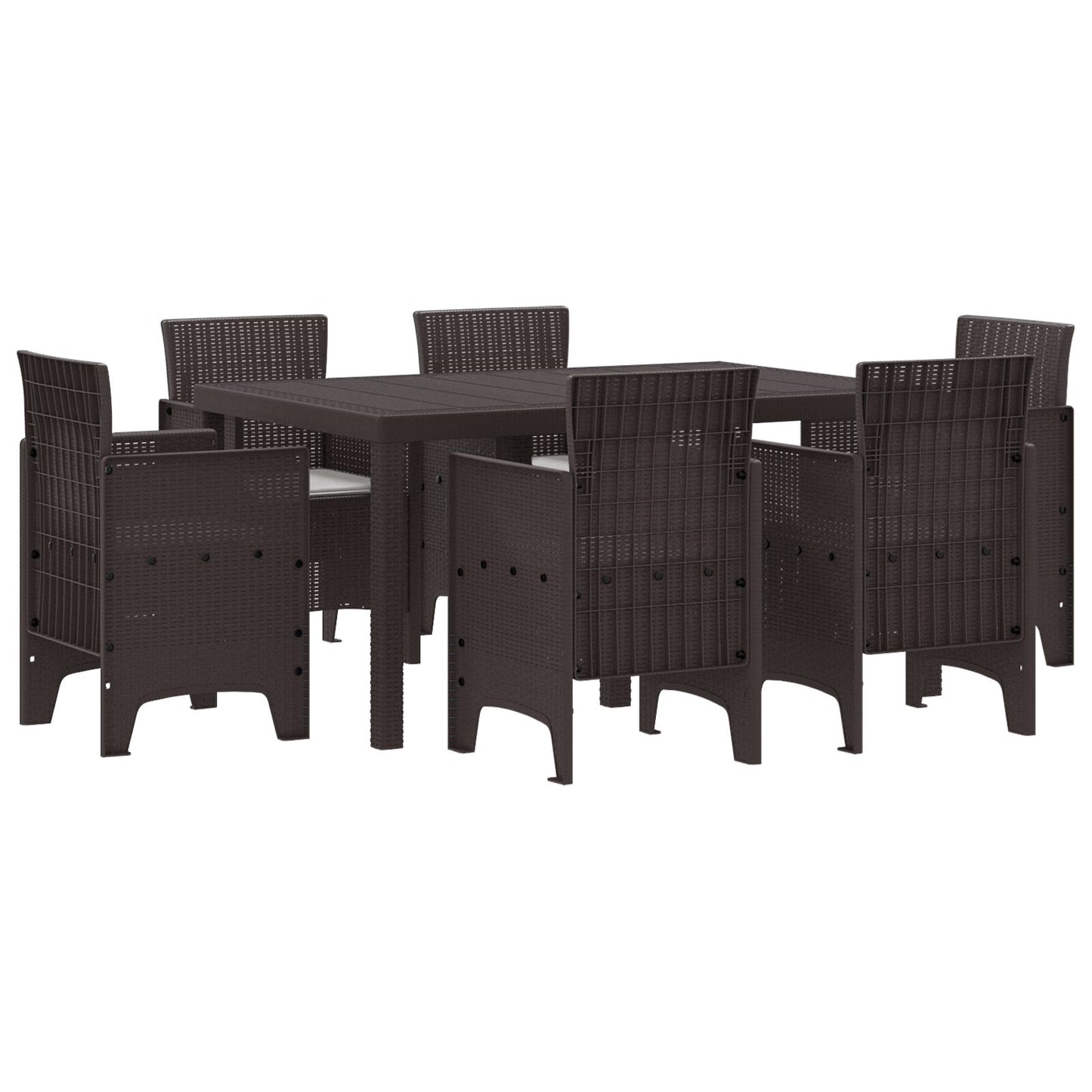 7 Delige Tuin Eettafel Set Met Kussens Bruin Poly Rattan