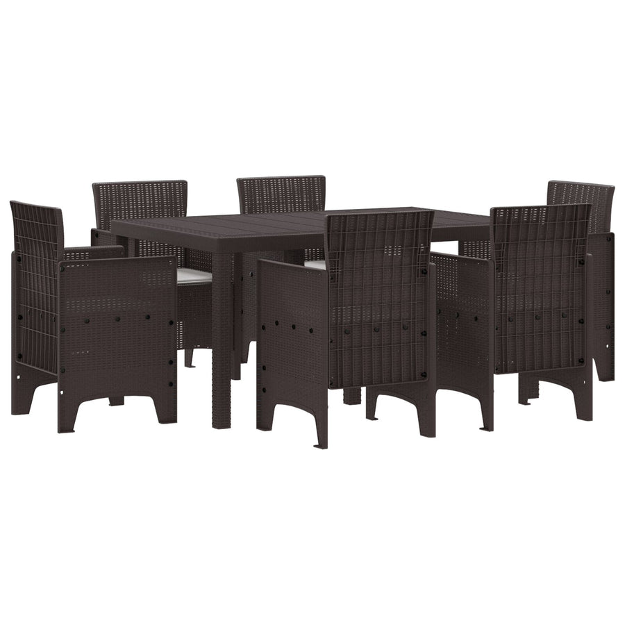 7 Delige Tuin Eettafel Set Met Kussens Bruin Poly Rattan