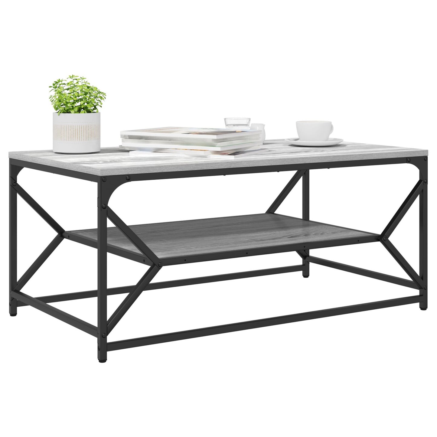 Salontafel Met Plank Bewerkt Hout Grijs sonoma 90 x 50 x 40 cm