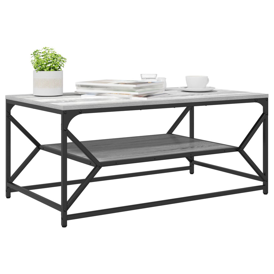 Salontafel Met Plank Bewerkt Hout Grijs sonoma 90 x 50 x 40 cm