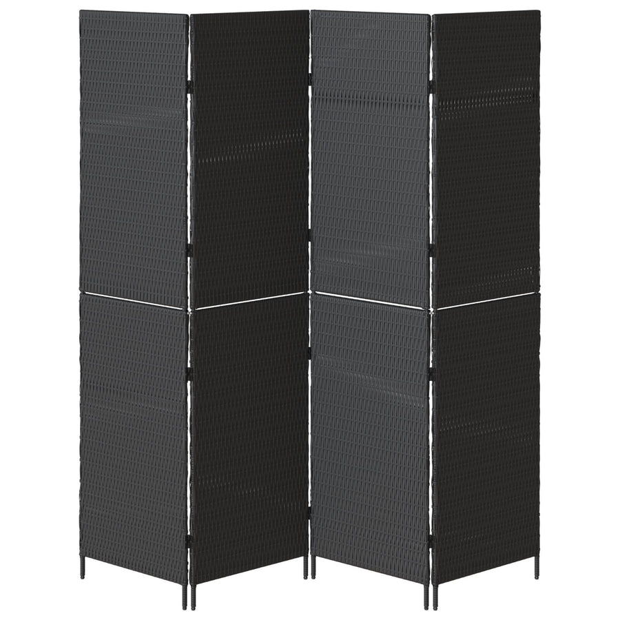 Kamerscherm Vouwbaar 195X Poly Rattan 180 cm Zwart 4 panelen