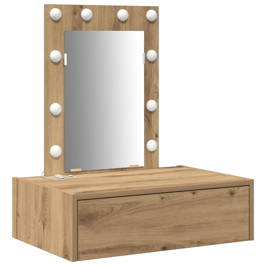 Muurhangende Kaptafel Verlichting - 60 x 40 x 70 cm Eiken met LED