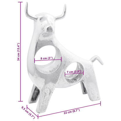 Stier Sculptuur Zilver 22X9,5X34 Cm Aluminium 34 x 28 x 10 cm