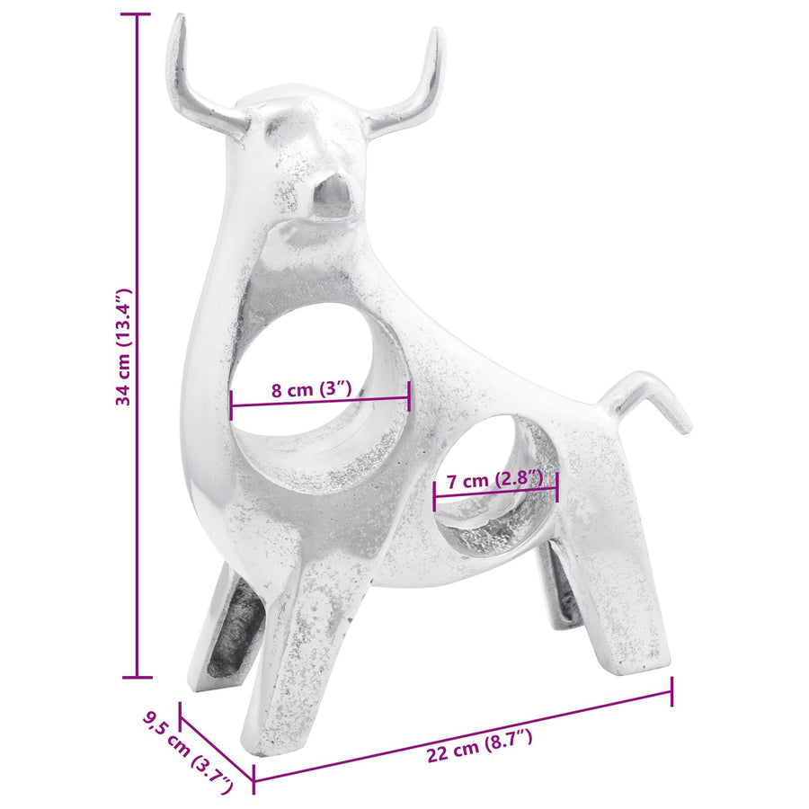 Stier Sculptuur Zilver 22X9,5X34 Cm Aluminium 34 x 28 x 10 cm