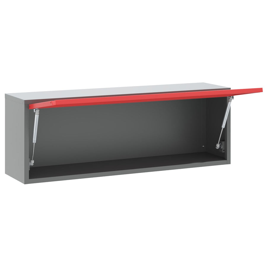 Muurbevestigde Gereedschapskast Met Gaslift Deur, , 100X25X35 Cm 100 cm Rood en Grijs