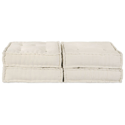 2-Zits Modulair Poef Sofa Converteerbaar Stof Crème 70 x 70 x 36 cm 2x lounge