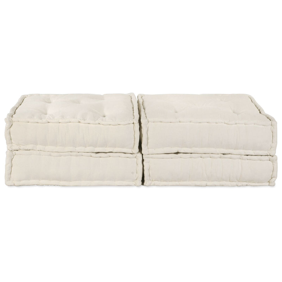 2-Zits Modulair Poef Sofa Converteerbaar Stof Crème 70 x 70 x 36 cm 2x lounge