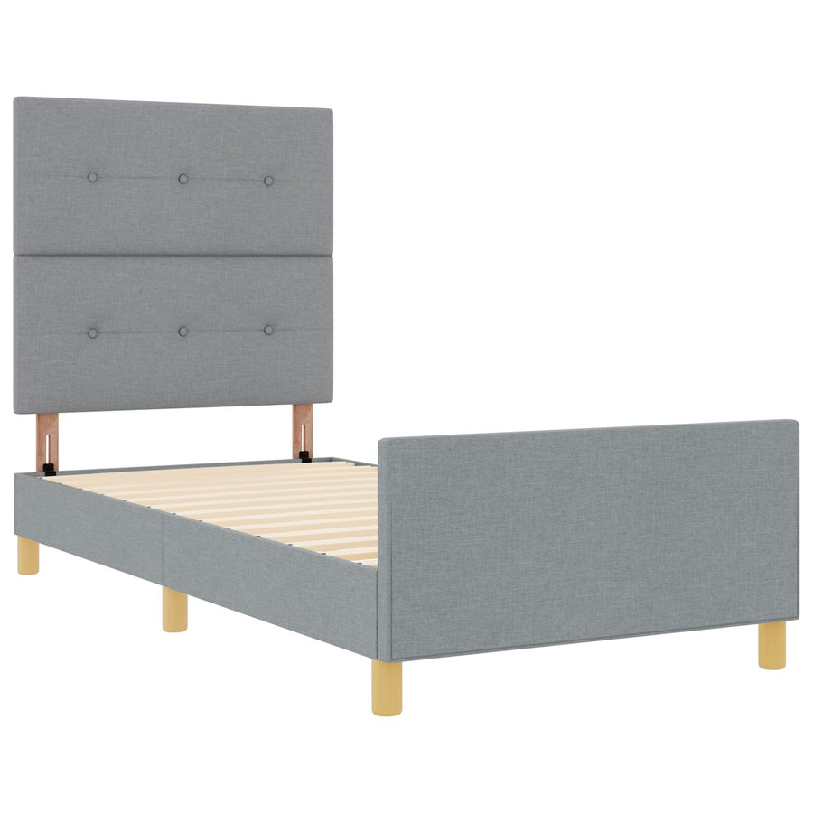 Bedframe Lichtgrijs 90X190 Cm Stof Crème