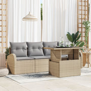 Tuinset poly riet 5-delig beige