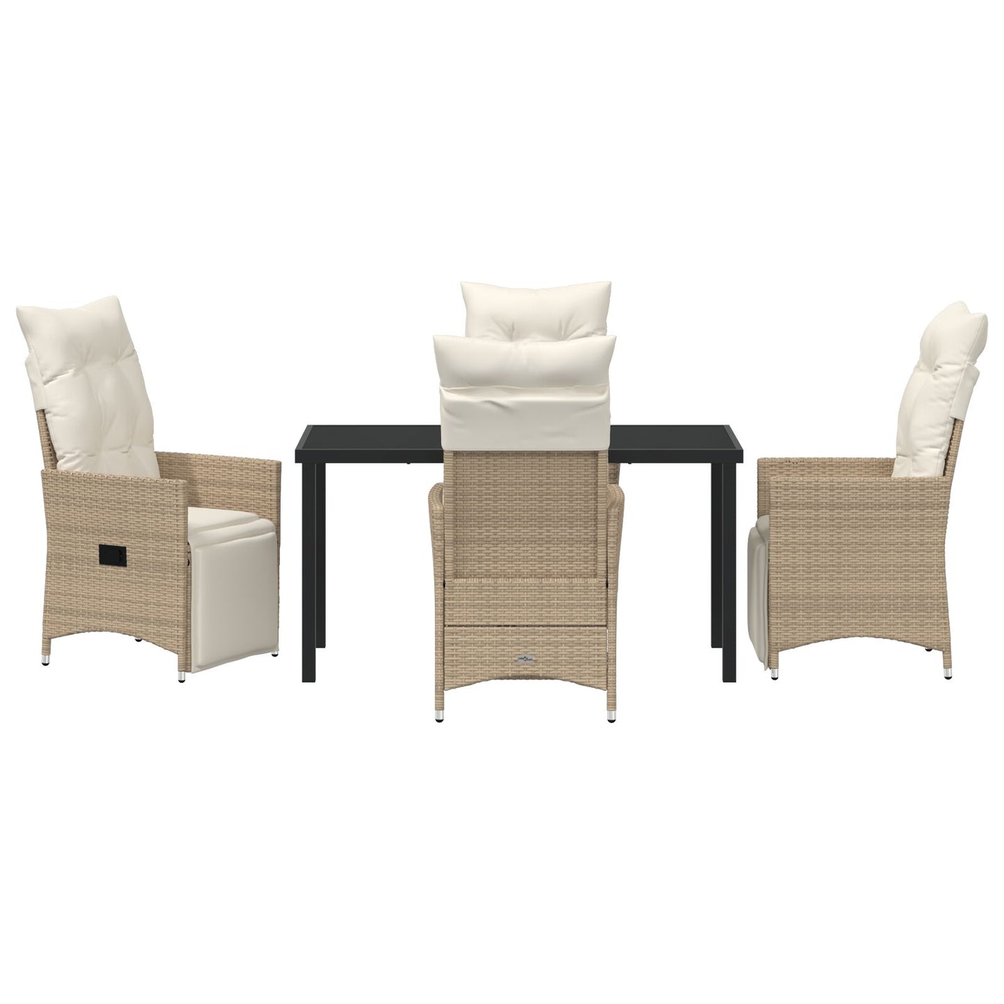 5-Delige Tuin Eetset Met Kussens Beige Poly Rattan