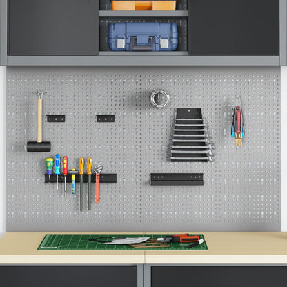 Pegboards 2 Stuks Met 8 Accessoires Grijs 50X Staal 60 cm