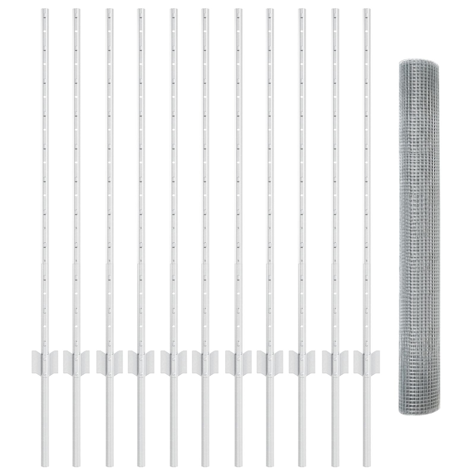 Gelaste Draadhek met 22 U-Palen Zilver 1x25 m Staal