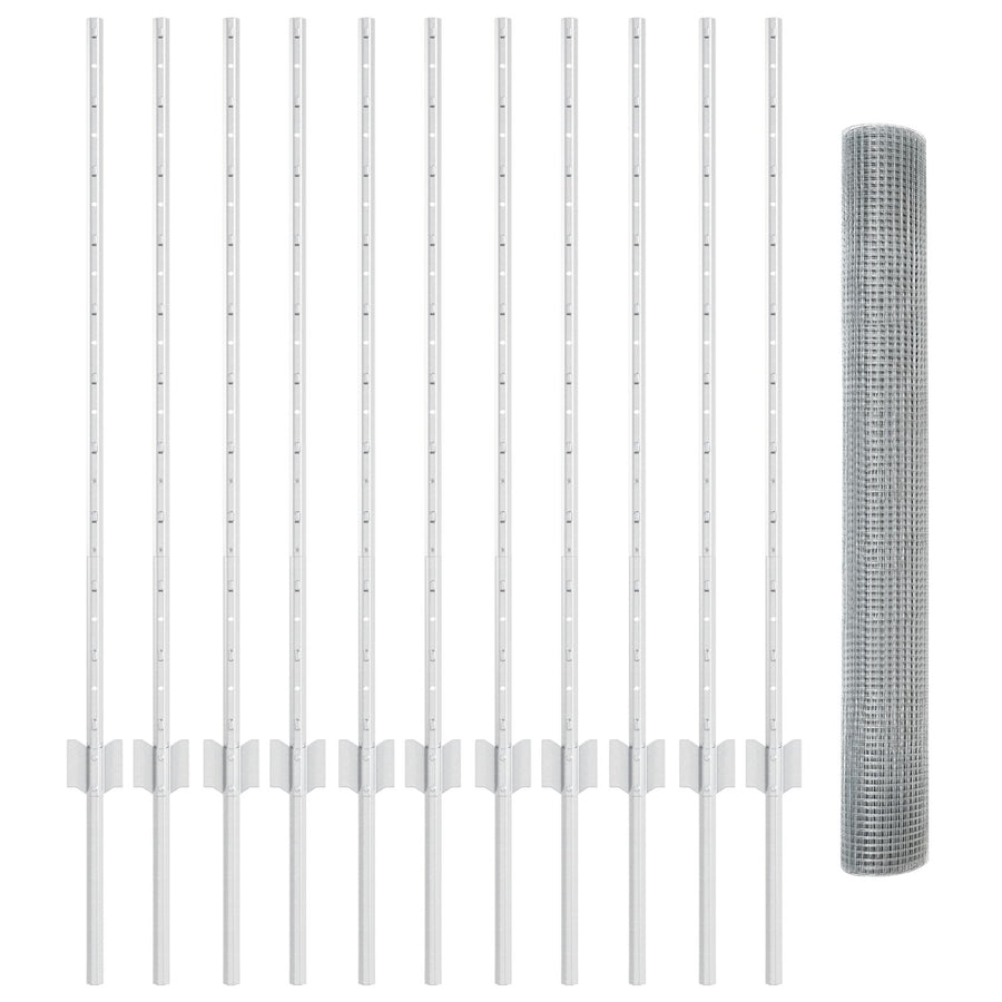 Gelaste Draadhek met 22 U-Palen Zilver 1x25 m Staal