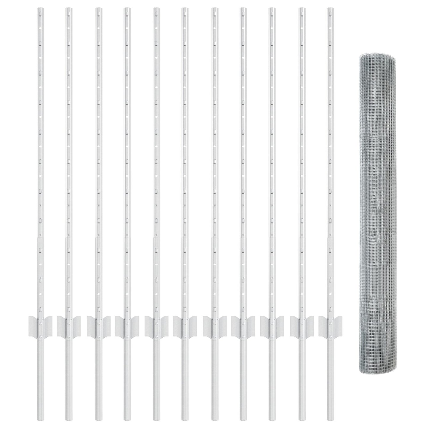 Gelaste Draadhek met 22 U-Palen Zilver 1x25 m Staal