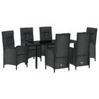 Garden Dining Set with Cushion 7 pcs Black poly rattan