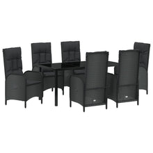 7-Delige Tuin Eet Set Zwart Poly Rattan