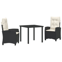 3-Delige Tuin Eetset Met Kussens Zwart Poly Rattan