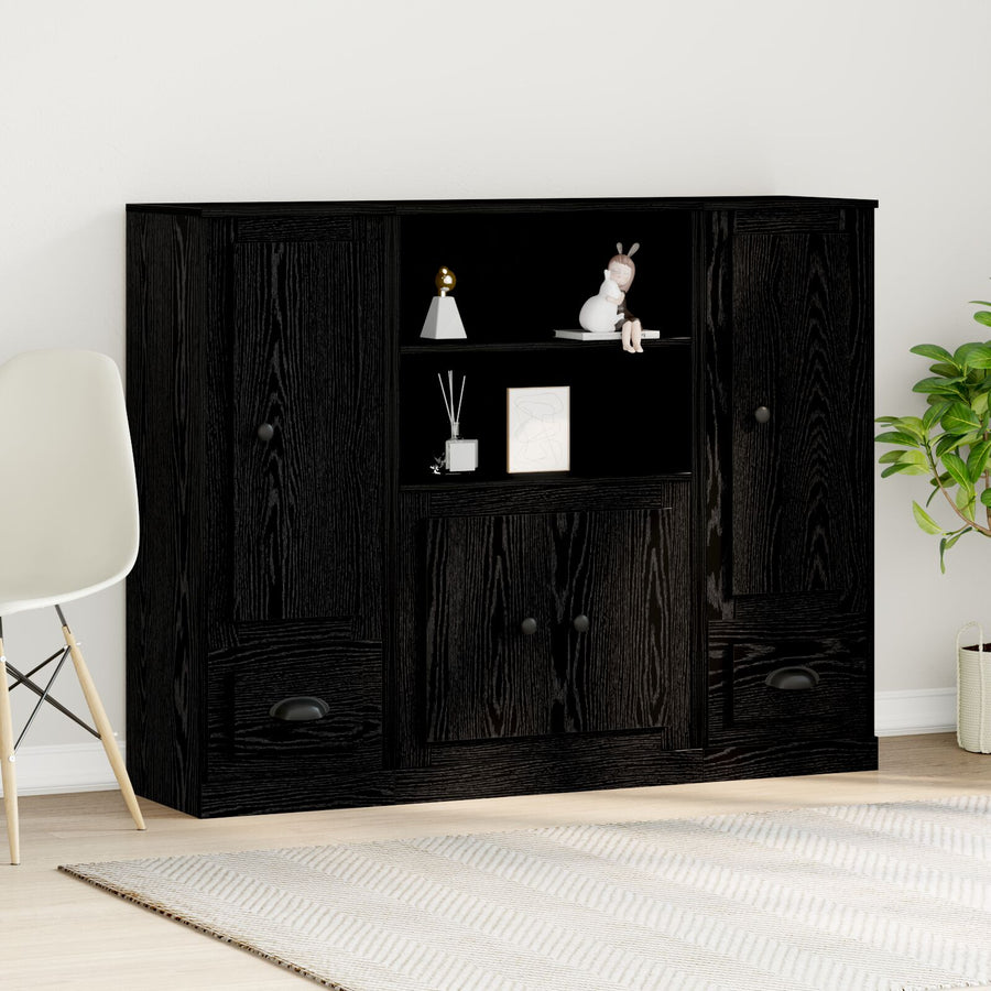Highboard 132X35,5X103,5 Cm Gelaagd Hout Zwart eiken