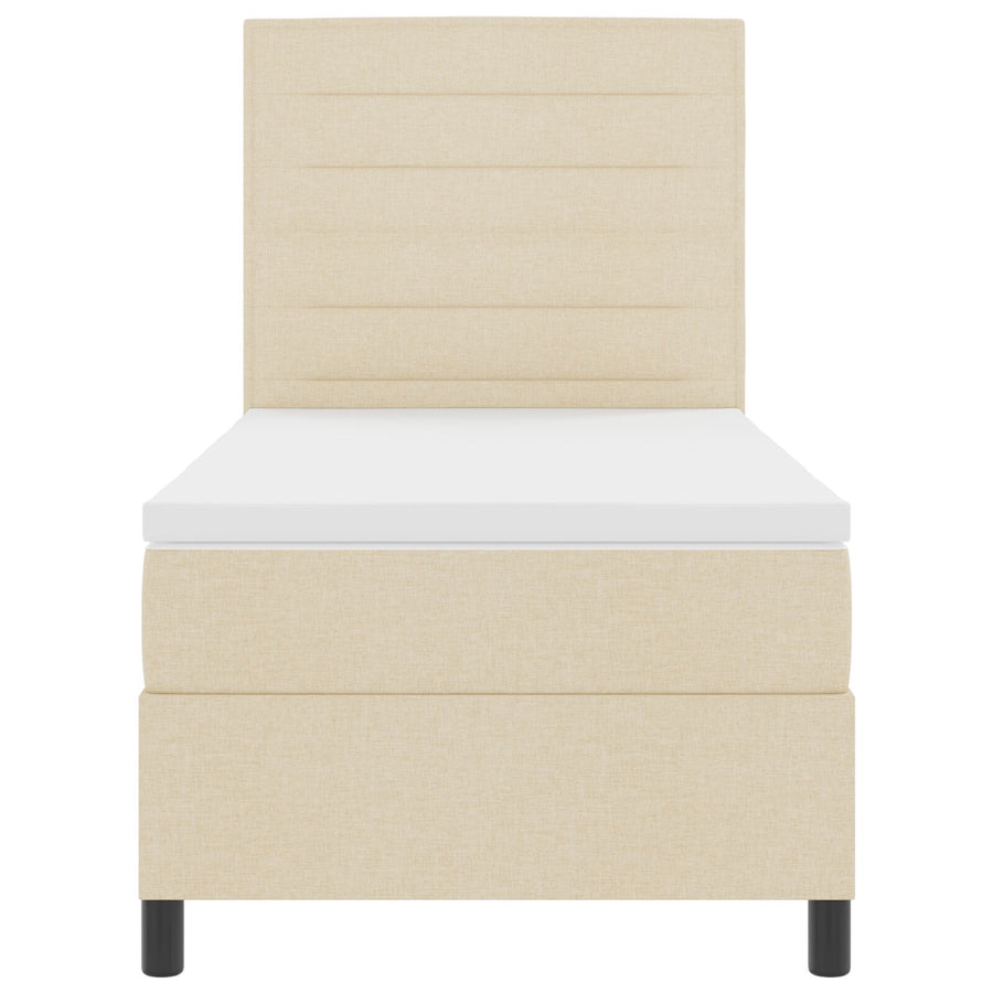 Boxspringbed Met Matras Stof Crème 90 x 200 cm Lijnen ontwerp