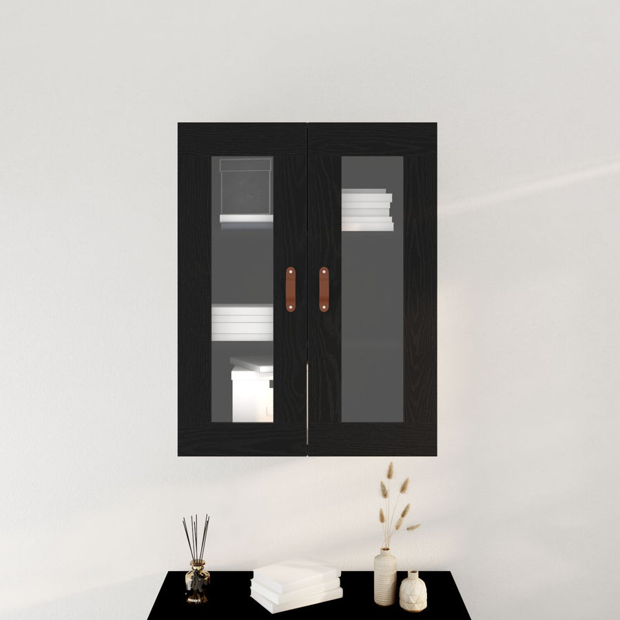 Wandkast Met Glazen Deuren Zwart Eiken 69,5X34X90 Cm