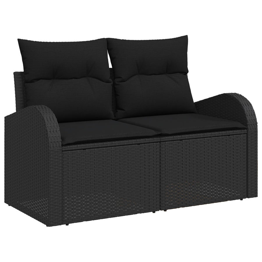 8-Piece Tuin Sofa Set Met Kussens Zwart Poly Rattan