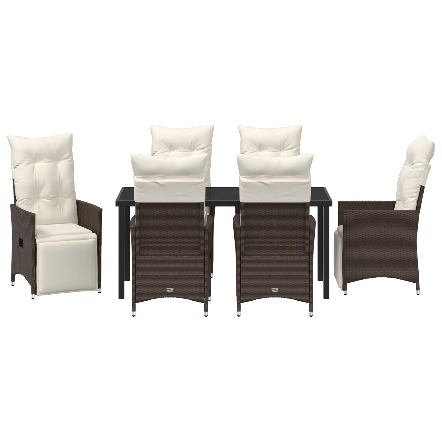 Set Van 4 Bruin Pe Rattan Enkele Fauteuil