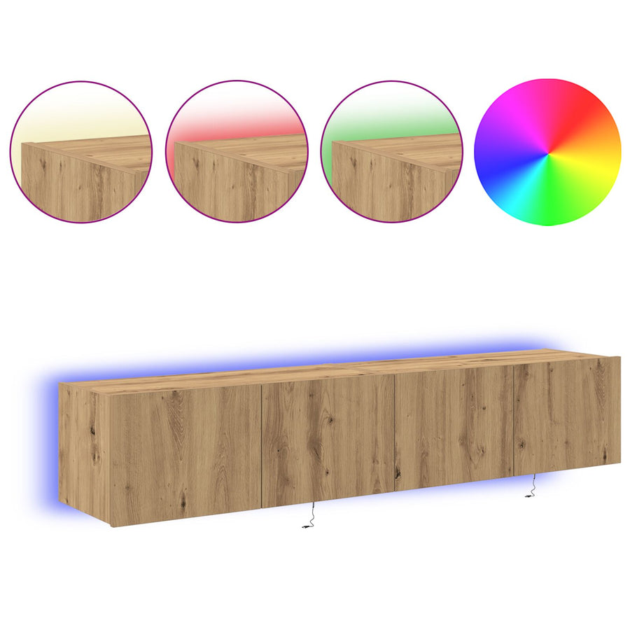 Tv Wandmeubels Met Led-Verlichting 2 Stuks Artisan Eiken 80X35X31 Cm