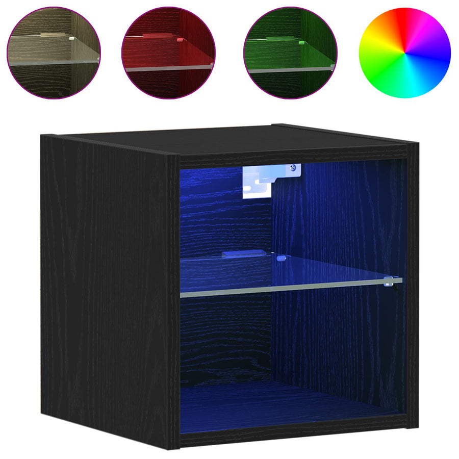 Led Tv-Kast Zwart Eiken 30X28,5X30 Cm Houtmateriaal