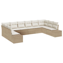 10 Delige Tuin Sofa Set Met Kussens Beige Poly Rattan