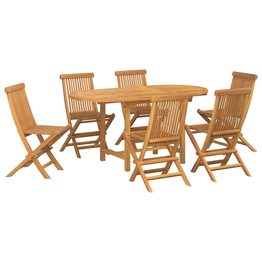 7-Delige Tuin Eettafelset Massief Hout Teak
