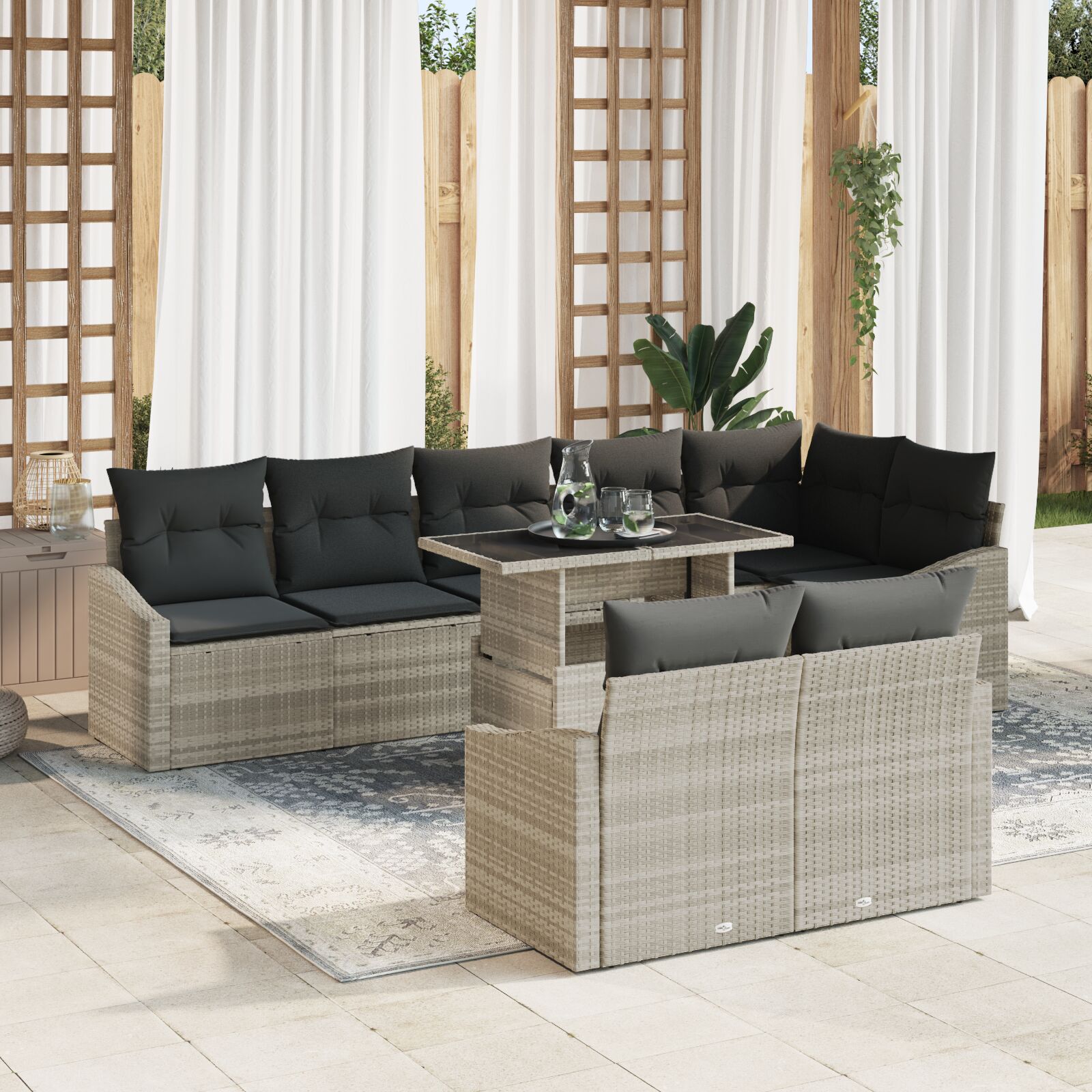Tuin Sofa Set Set Van 9 Grijs Polyrattan Tuin Sofa Set
