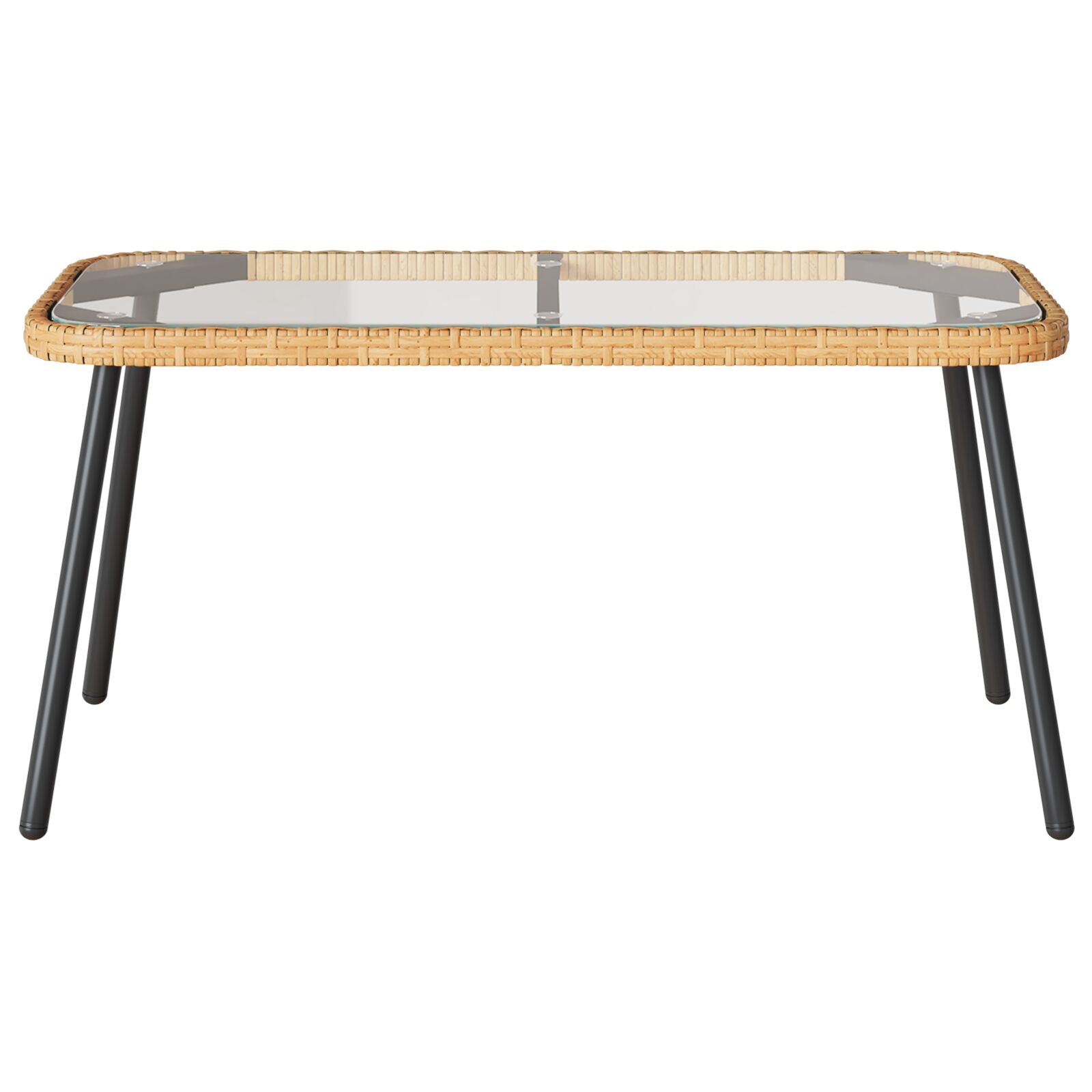 2-Delige Tuin Eettafel Set Met Kussens Poly Rattan Natuurlijk