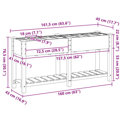 Tuinbak Met Rasters 161X43X76 Cm Massief Vurenhout 161.5 x 45 x 76.5 cm