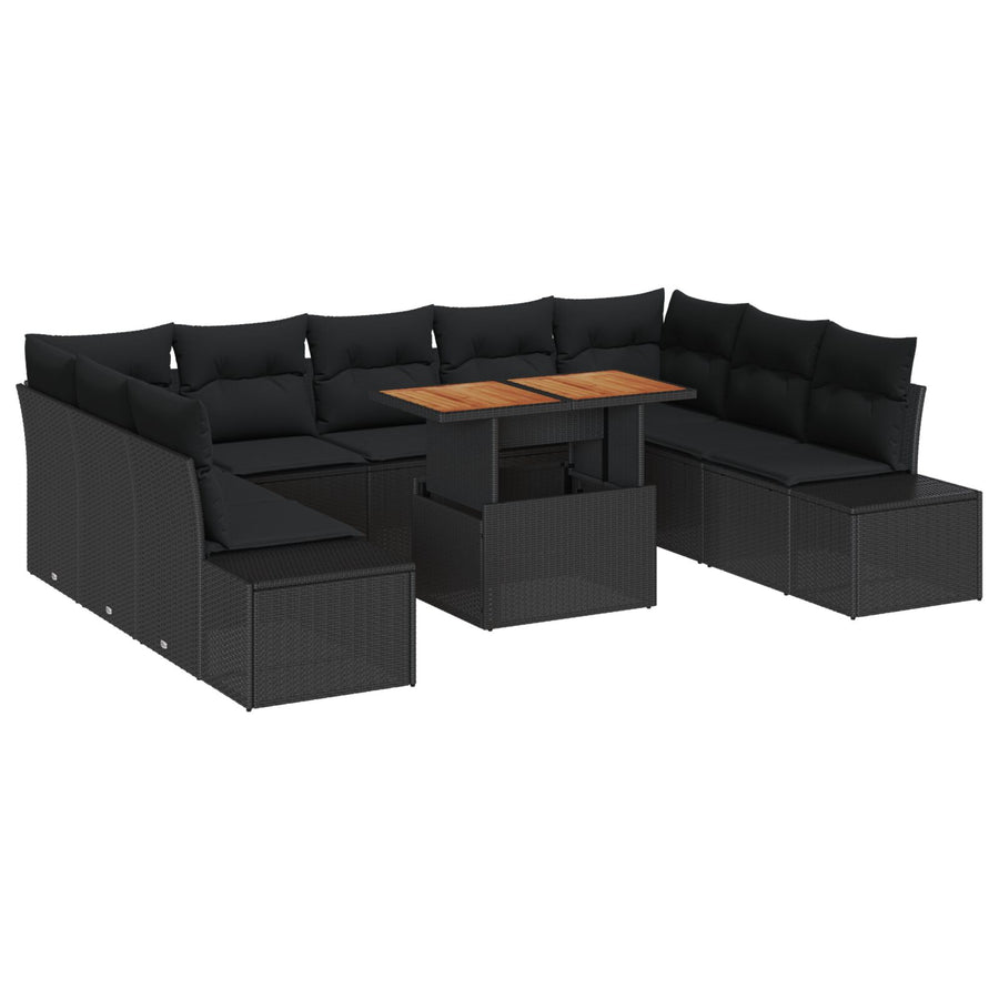 Tuin Sofa Set Set Van 10 Zwart Riet, Aluminium Tuin Eetset