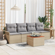 5-Delige Tuinbankenset Met Kussens Beige Poly Riet Acacia