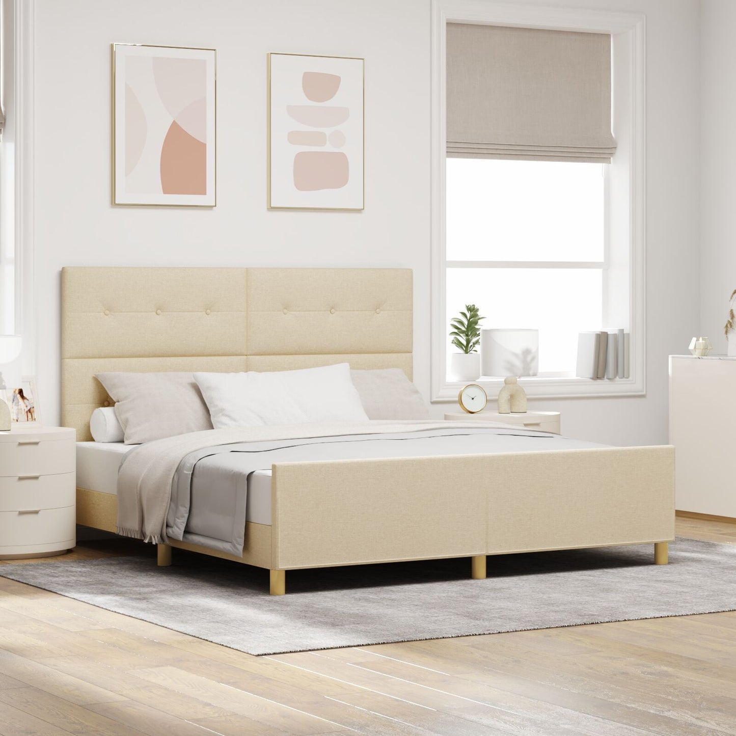 Bed Frame Crème 180X200 Cm Stof Crème